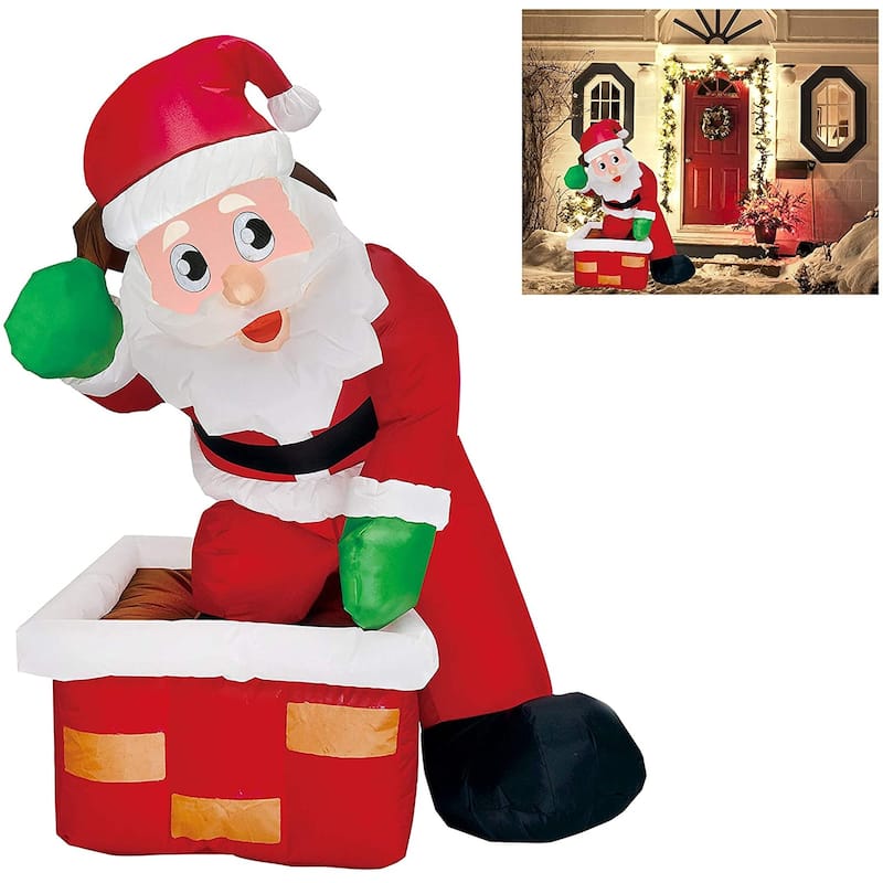 Joyfy 4ft Santa Inflatable with LED Lights, Carrying Gift Bag for Yard Décor
