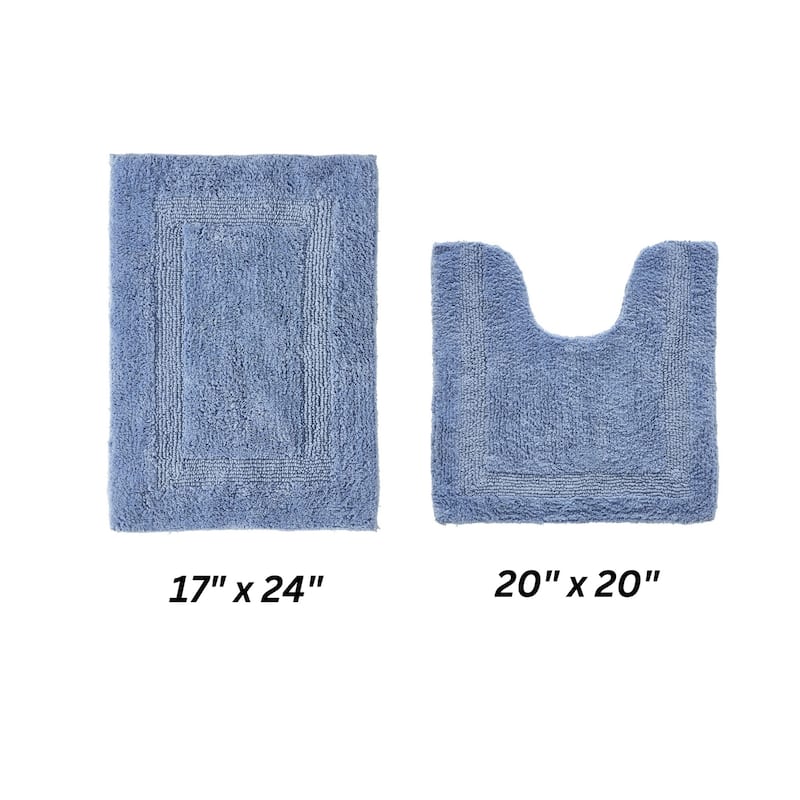 Better Trends Bath Rugs Set 100% Cotton Reversible Water Absorbent Bathroom Rug for Shower, Sink, Bath Mats - Lux Collection
