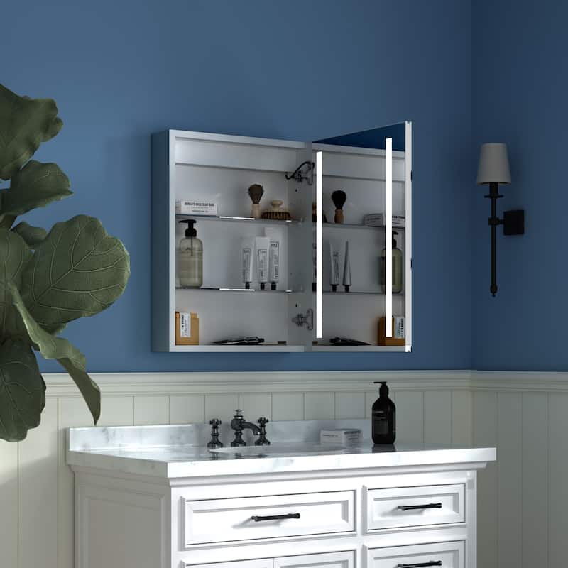 3 Touch Switch LED Lighted Bathroom Medicine Cabinet with Mirror 20'' x 26'',Recessed or Surface Mount,Defog, Stepless Dimming