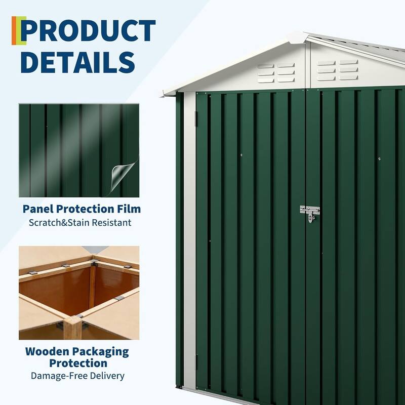 6×4FT Storage Shed Metal Tool Garden Shed for Garden, Backyard, Patio