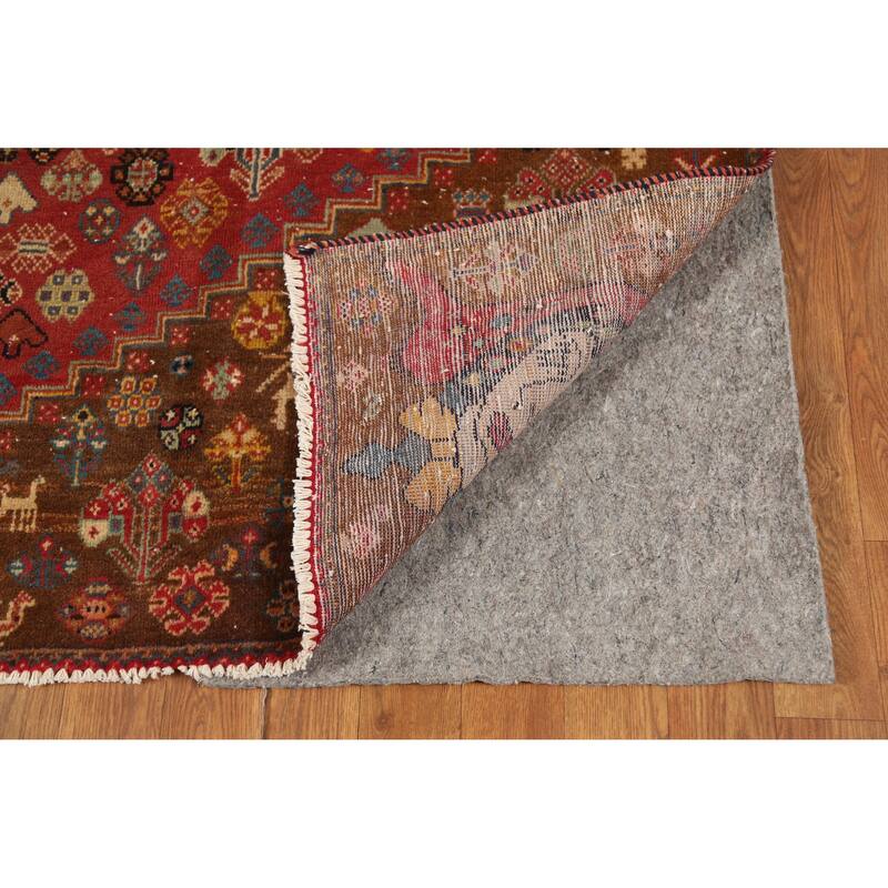 Hand Knotted Oriental 100% Wool Carpet Traditional Tribal Red Shiraz Area Rug - 8' 10'' X 5' 10''