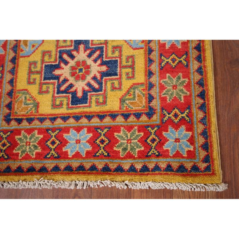 Yellow Kazak Oriental Foyer Rug Handmade Wool Carpet - 2'0" x 3'0"