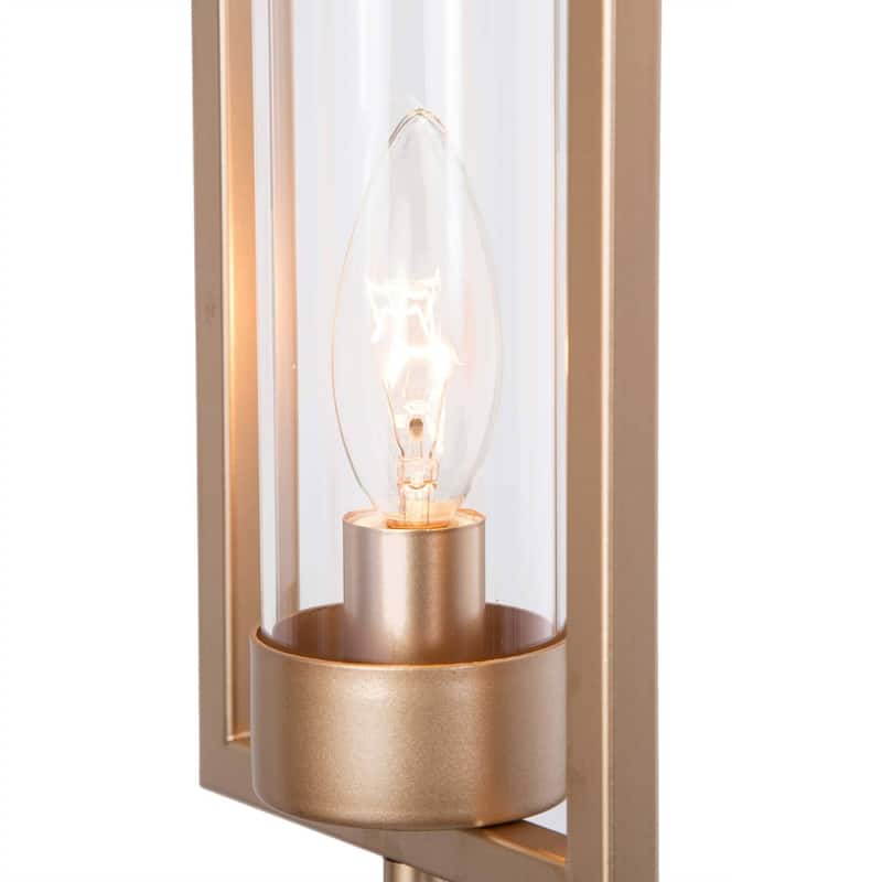 Mid-century Modern Gold Lantern Pendant Farmhouse Dimmable LED Rotatable Kitchen Island Light with Cylinder Glass