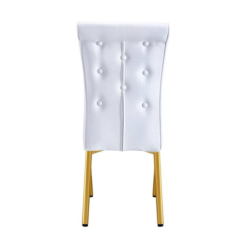 Set of 4, Retro alligator skin Upholstered dining chairs,with Crystal buckle design and Faux Leather design