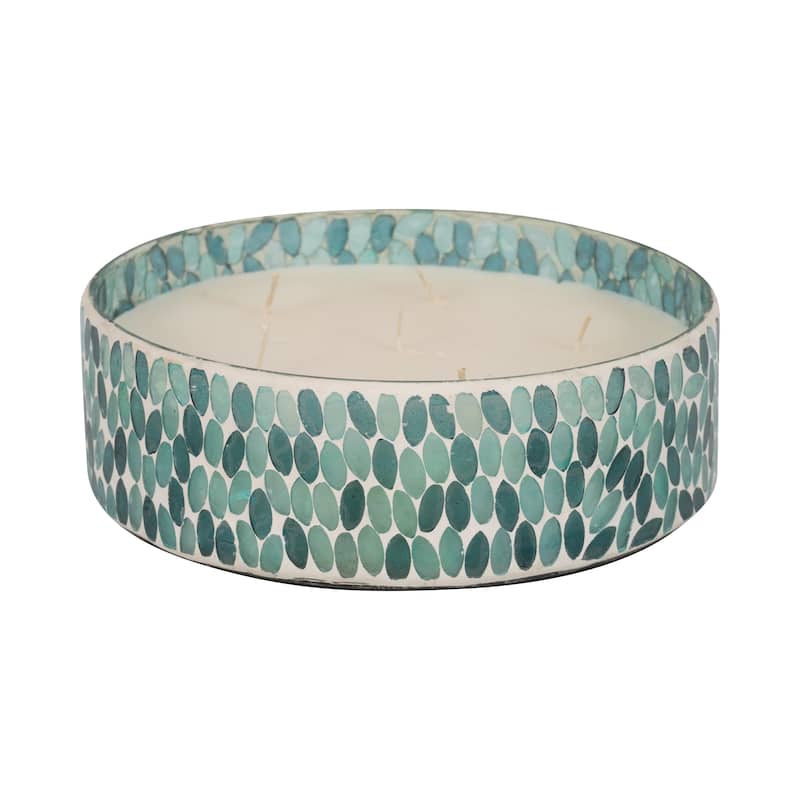 Sagebrook Home Glass, 8" 49 Oz Crackled Bowl Scented Candle, 3"H - 8" x 8" x 3"