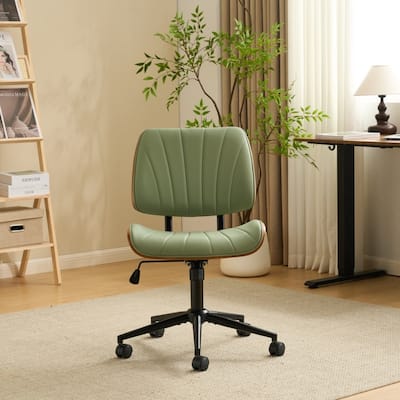 PU Trapezoid Curved Back Swivel Office Chair
