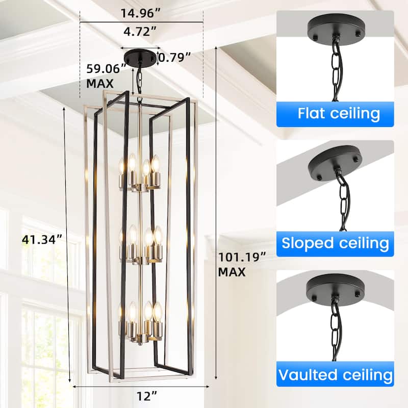 Modern Rectangle Chandelier Lantern Pendant Light Fixture