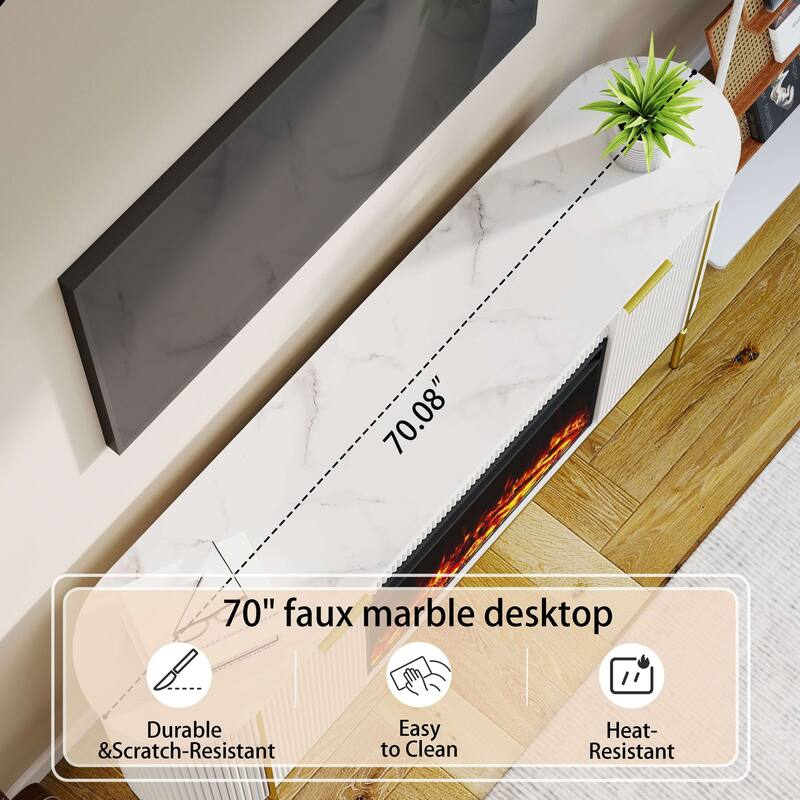 67" Electric Fireplace TV Stand Console Table for TVs up to 75"