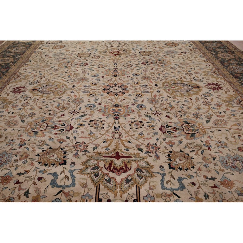 All-Over Large Agra Indian Area Rug Handmade Wool Carpet - 12'5" x 17'8"
