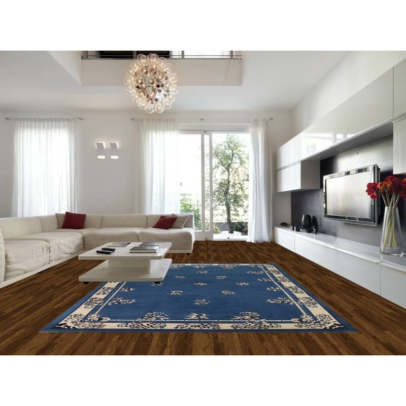 Vegetable Dye Floral Peking Chinese Area Rug Hand-Knotted Wool Carpet - 9'10"x 13'5"