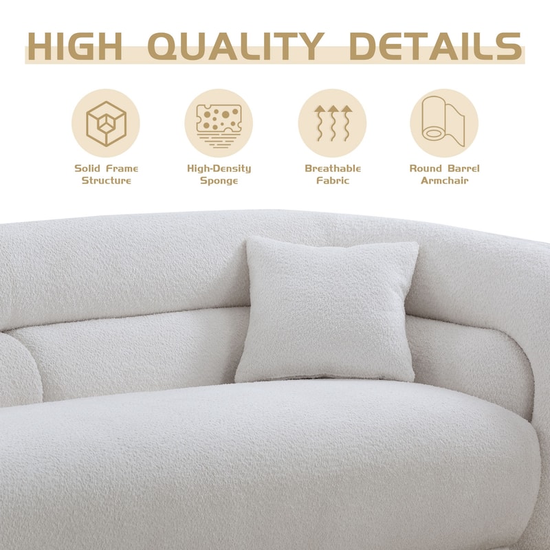 Modern Contemporary 91" Upholstered Curved Sofa With 2 Pillows for Living Room