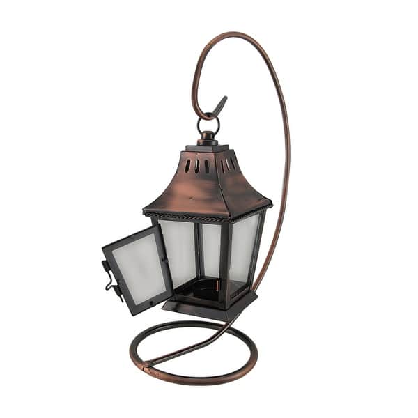 Shop Antique Copper Finish Metal Candle Lantern And Stand 13 5 X