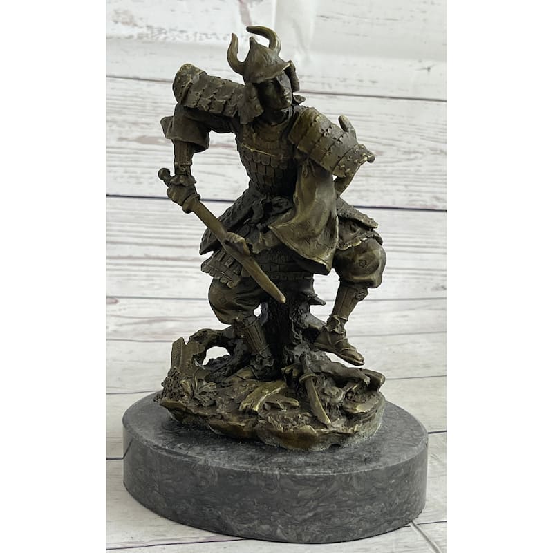 Japanese Samurai Warrior Bronze Statue Sculpture Figure Signed Original 9 Inches X 5 Inches