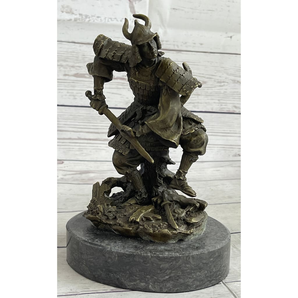 Japanese Samurai Warrior Bronze Statue Sculpture Figure Signed Original 9 Inches X 5 Inches
