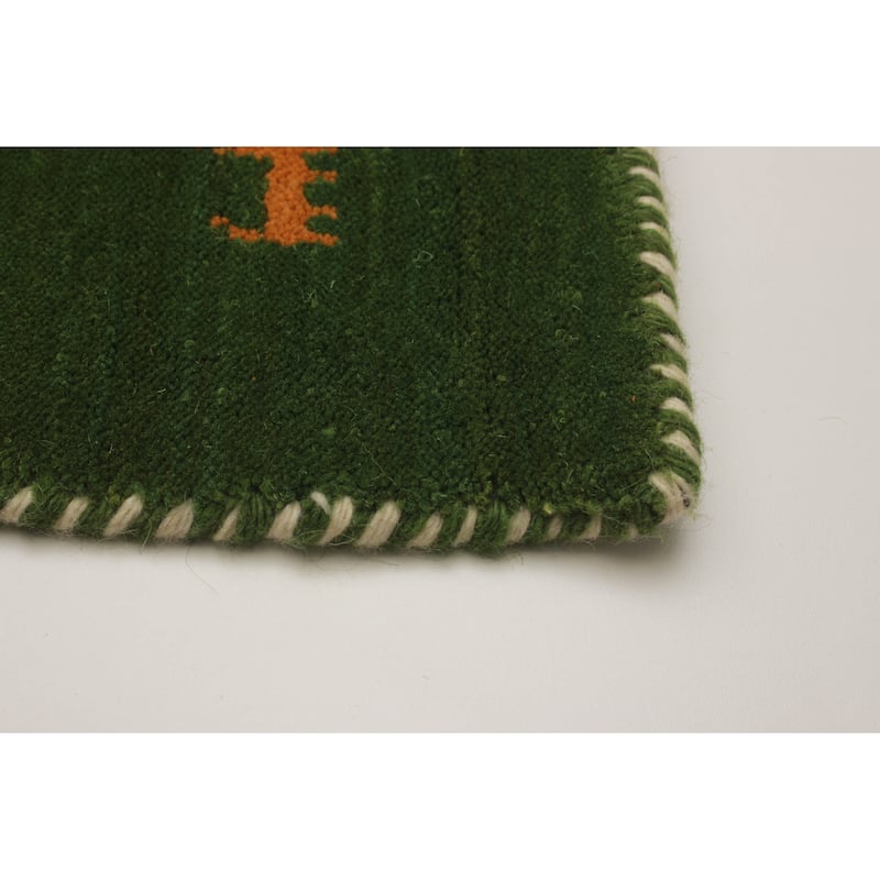Kashkuli Gabbeh Green Rug 2'8" x 9'8" - 2'8 x 9'8
