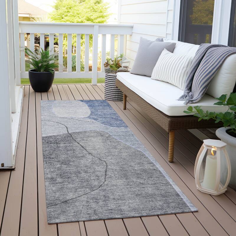 Machine Washable Indoor/ Outdoor Chantille Abstract Contemporary Rug