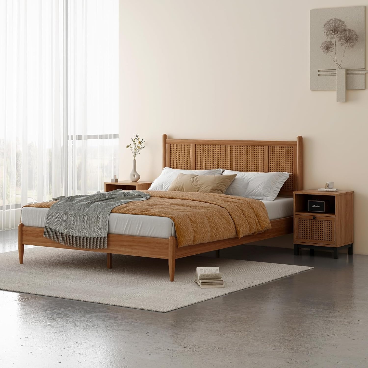 Velvet Grounded Bed, Mother & Child Bed Frame with Desk and Stool