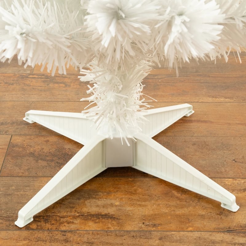 4' Pre-Lit White Fiber Optic Artificial Christmas Tree, Multicolor LED Lights - 4 Foot