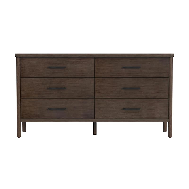 Lennon 6 Drawer Rounded Leg Wood Dresser