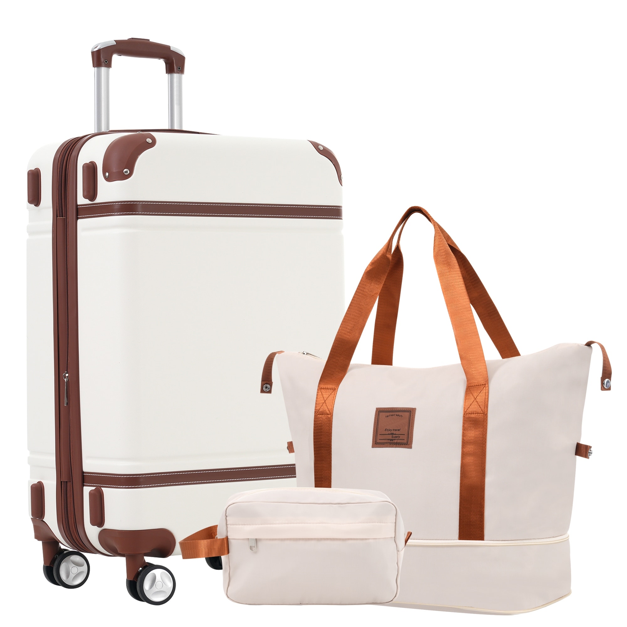 Hardshell Luggage Sets with Bags Lightweight Suitcase Double Spinner Wheels with TSA Lock, Single Vintage Luggage 24 IN