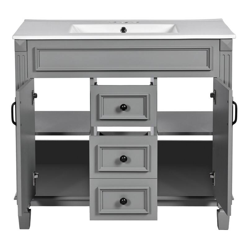 36" Bathroom Vanity with Top Sink, Modern Bathroom Storage Cabinet with 2 Soft Closing Doors and 2 Drawers