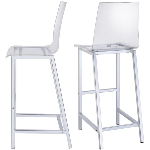 Melaney Art Deco Sleek Design Clear Acrylic Bar Stools Set of 2
