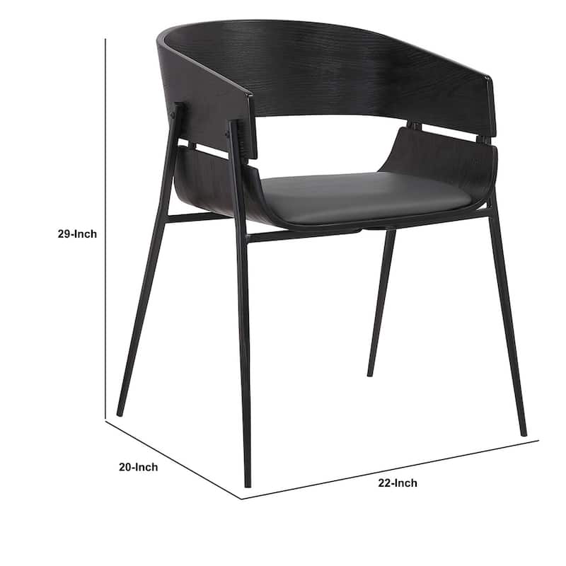 Black/Black Faux Leather Upholstered Metal Frame Dining Chair, Set of 2, Sturdy Dining Chair for Dining Rooms - 20.5