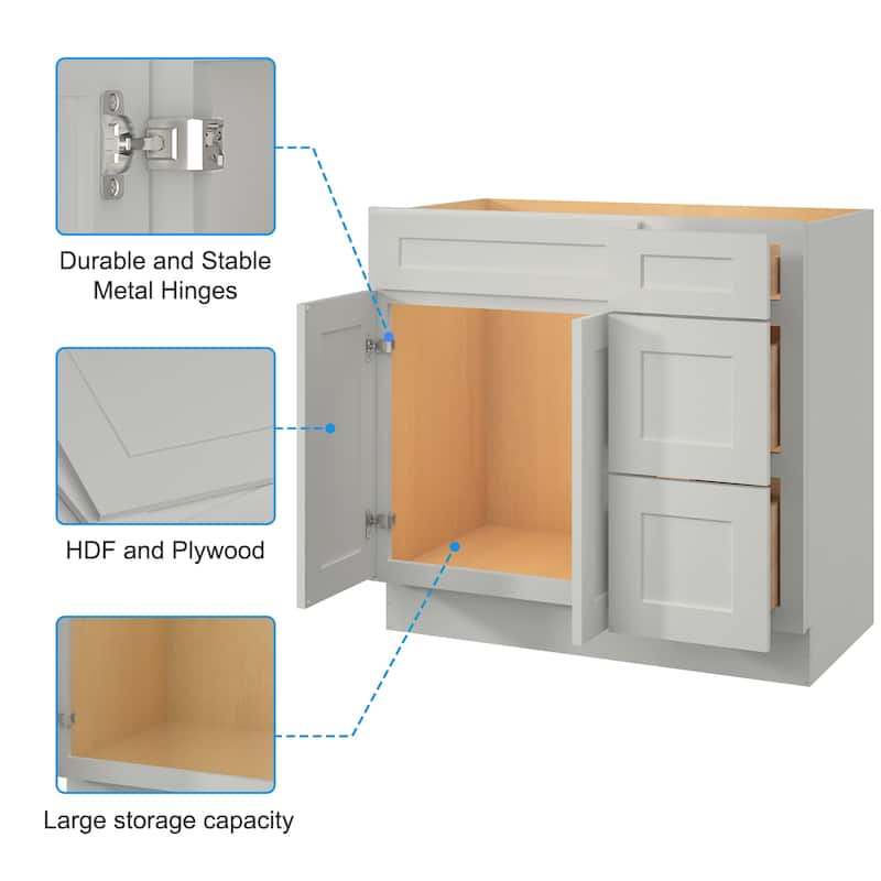 New Floor-Standing Bathroom Wooden Vanity Cabinet with Right Door