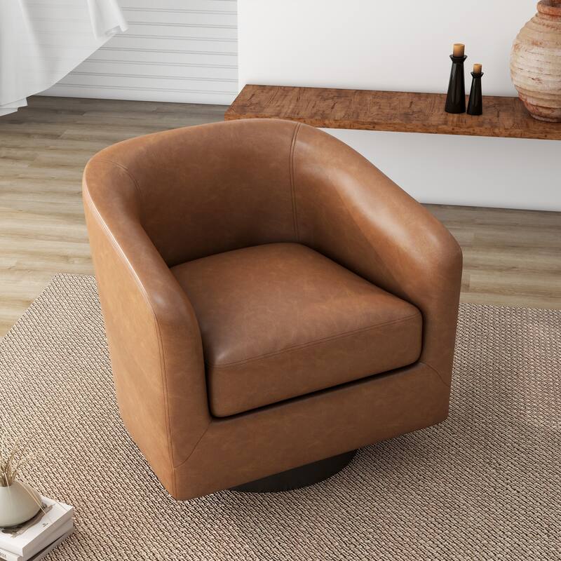 Round Barrel Armchair 360-Degree Swivel Accent Chairs