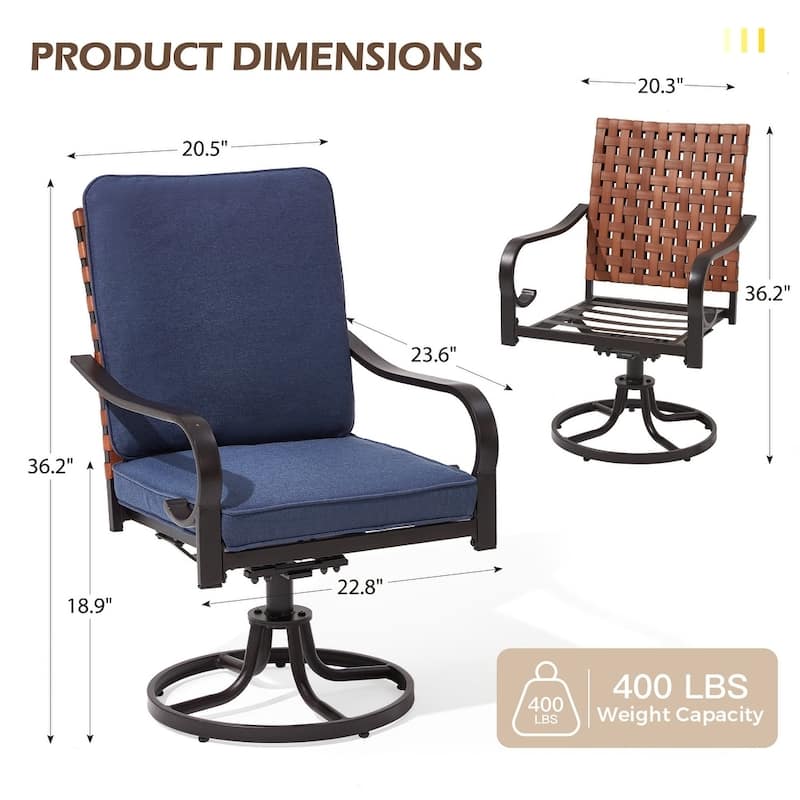 Outdoor Swivel Rocker Chairs Set of 2, Heavy-Duty 360° Swivel Patio Chairs with Cushions, All-Weather Steel Frame for Garden