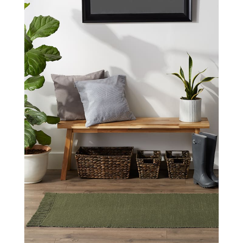 DII Gray and Off White 2-Tone Ribbed Rug 2x3 Ft - 24.0 In. L X 36.0 In. W X 0.2 In. H