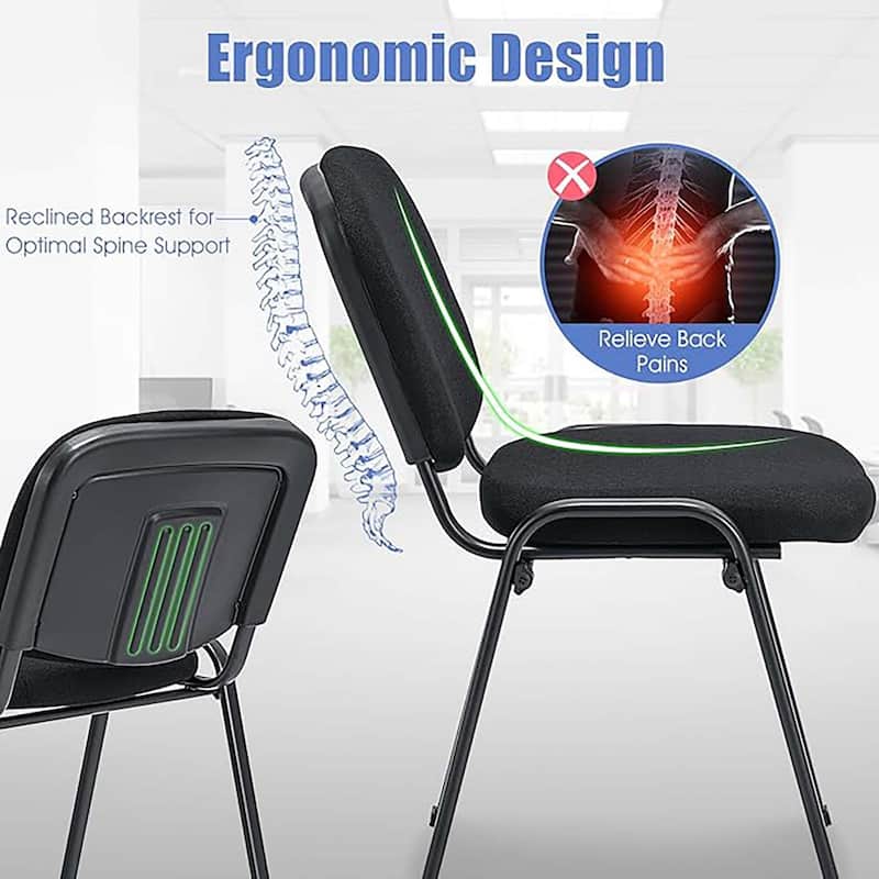Meeting Room Conference Chair Set w/ Metal Frame & Upholstered Back