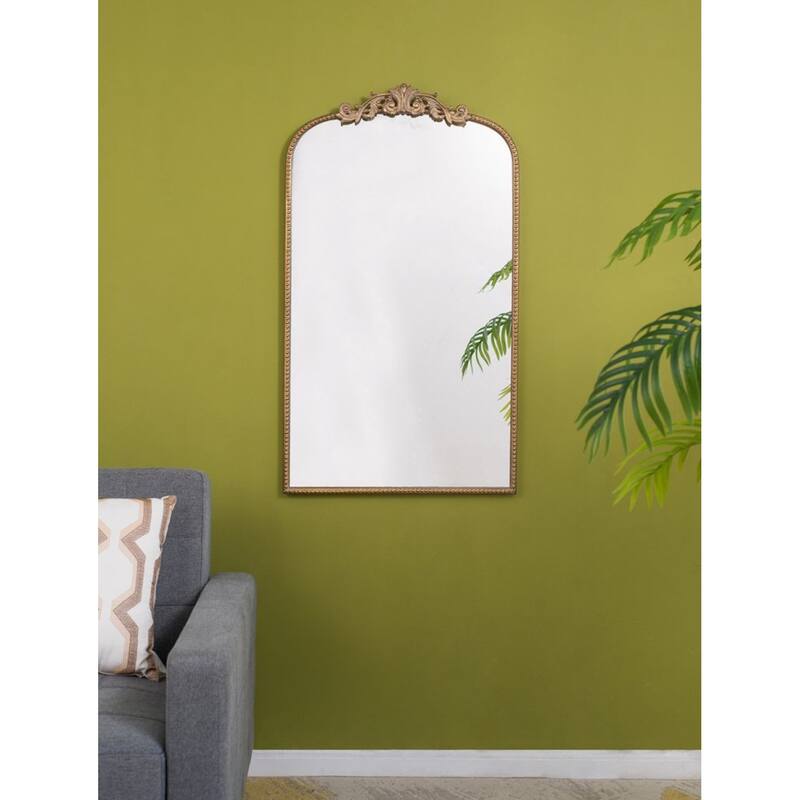 Large Baroque Arched Frame Wall Mirror - 41.75" - Gold