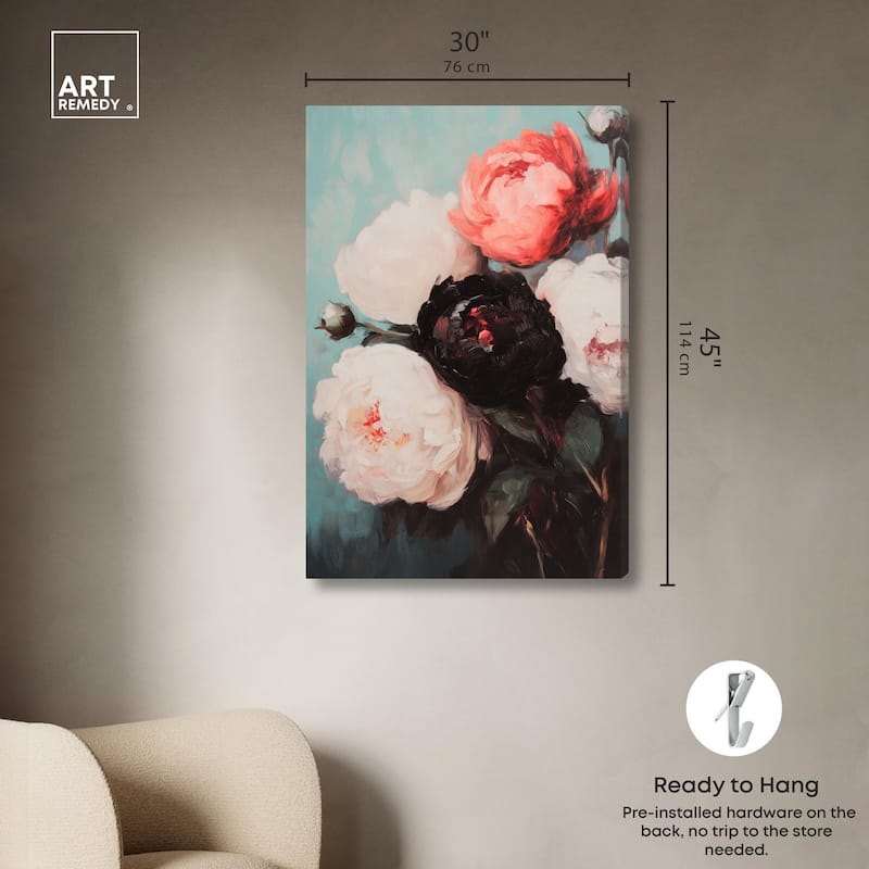 Three Shades of Peony I Canvas by Art Remedy, Gallery Wrapped