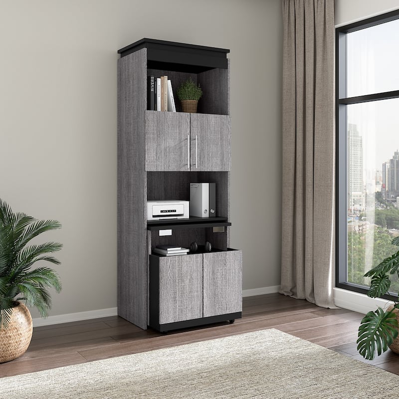 Orion 30W Tall Storage Cabinet with Doors and Fold-Out Desk by Bestar