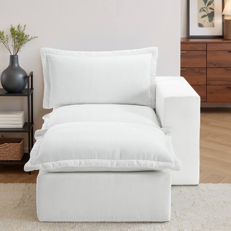 Chenille L-Shaped Modular Sectional Sofa Comfy Cloud Couch For Living Room - Beige-2 Piece - Right Facing