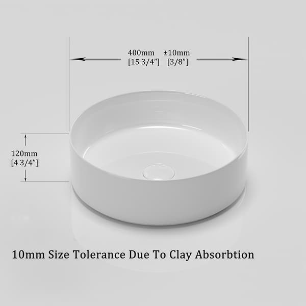 dimension image slide 8 of 7, Sink Ceramic Circular Vessel Bathroom Sink Above-Counter Sink