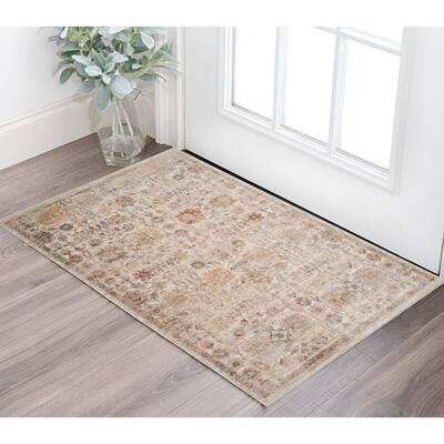 HomeRoots Floral Medallion Traditional Rectangle Area Rug