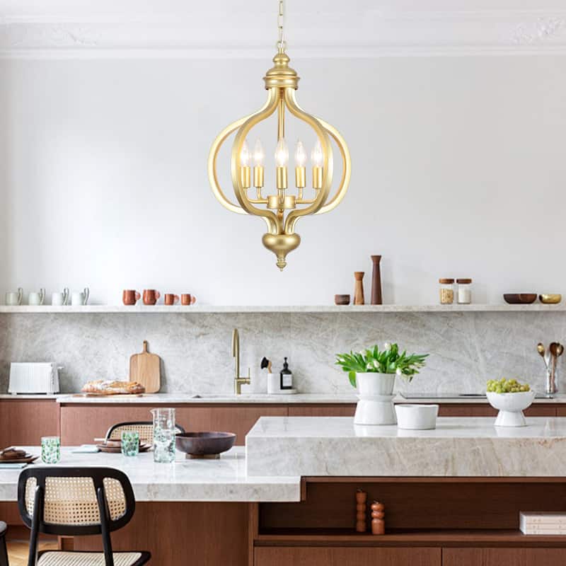 5-Light Candlestick Hanging Linear Chandelier Lighting Island Chandelier Fixture for Kitchen Island