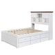 preview thumbnail 22 of 21, Captain Bed with Bookcase Headboard, Solid Wood Storage Platform Bed with Trundle & 3 Storage Drawers, for Kids Girls Boys