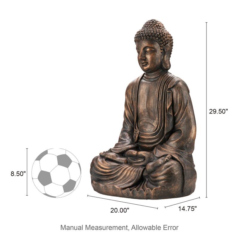 Glitzhome Zen-Style MgO Meditating Garden Buddha Statues Monk Sculpture Indoor Outdoor