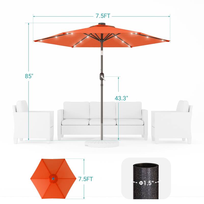 Bonosuki 7.5Ft LED Patio Market Umbrella Outdoor Table Umbrella