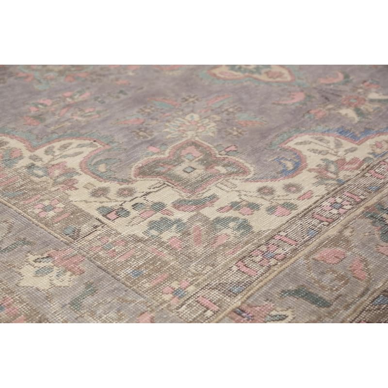 Gray Tabriz Persian Vintage Area Rug Handmade Wool Carpet - 6'8" x 9'7"