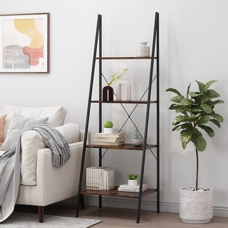 Newnan Indoor Iron 71.5" 4 Tier Etagere Ladder Bookcase by Christopher Knight Home