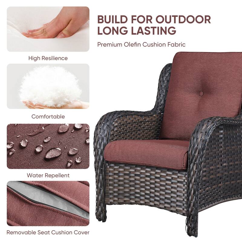 Gymojoy 4-Piece Outdoor Patio Sofa Chair with Coffee Table