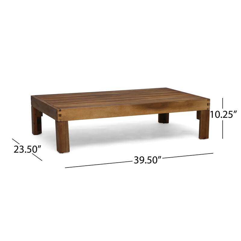 3 Piece Outdoor L-Shape Sofa Set, All-Weather Acacia Wood Conversation Furniture Set with Ottoman and Coffee Table