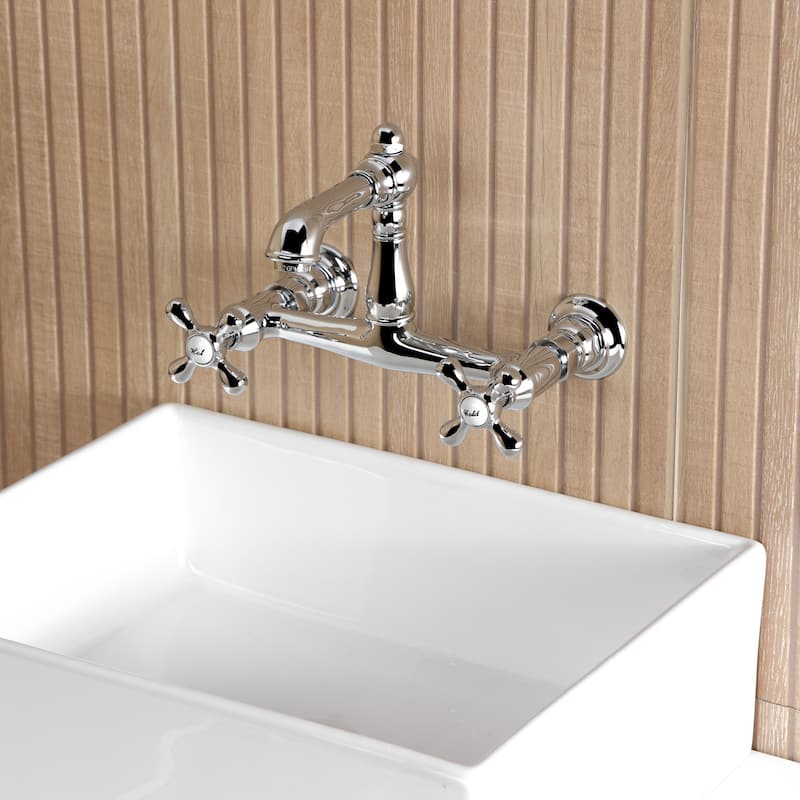 Kingston Brass English Country Two-Handle 2-Hole Wall Mount Bathroom Faucet