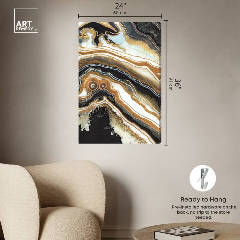 Art Remedy Black And Gold Ii Gallery Wrapped Mineral, Agate & Geode 1 Piece Canvas Wall Art