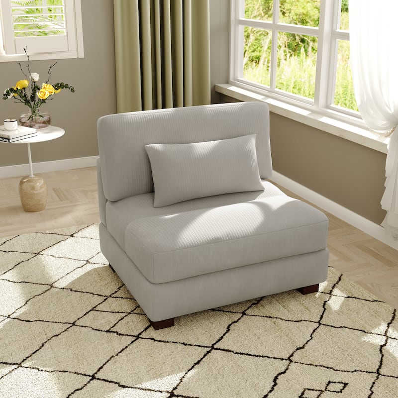 Modern Corduroy Modular Couch Sectional Sofa With Pillows