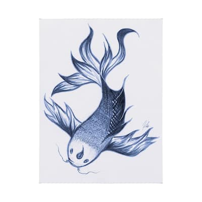 Koi Fish Blue II (40 x 50) Canvas Art Print
